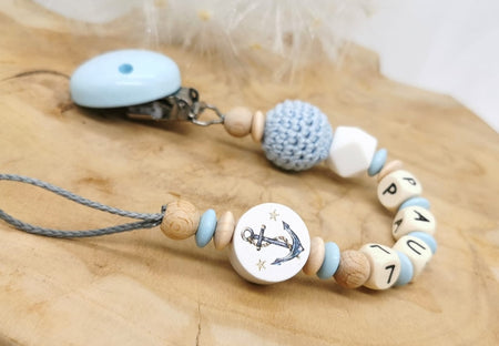 Schnullerkette mit Namen Anker - CreativMade 