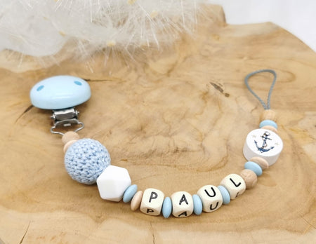 Schnullerkette mit Namen Anker - CreativMade 
