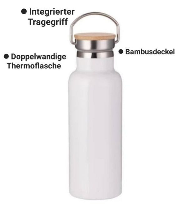 Personalisierte Thermosflasche Eule mit Name Trinkflasche Thermoskanne - CreativMade 
