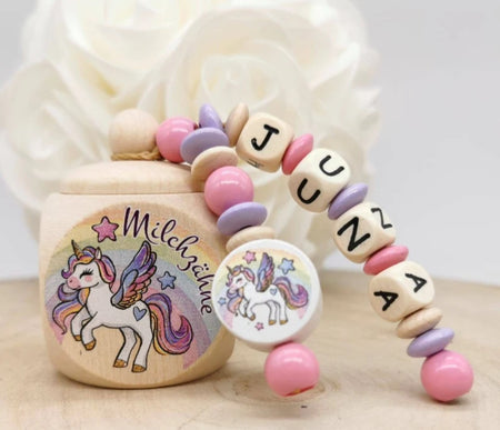 Milchzahndose Zahndose mit Namen Mädchen Einhorn - CreativMade 
