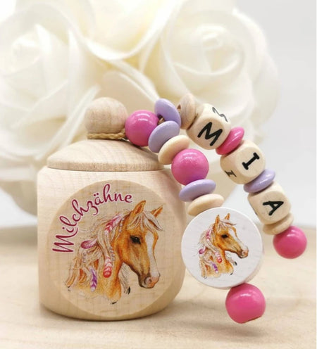 Milchzahndose Zahndose mit Namen Mädchen Pferd - CreativMade 