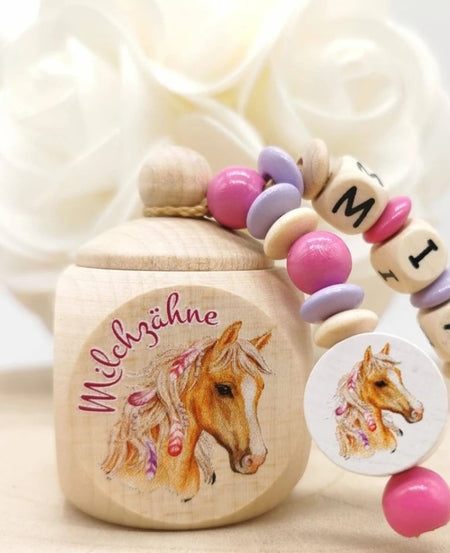 Milchzahndose Zahndose mit Namen Mädchen Pferd - CreativMade 