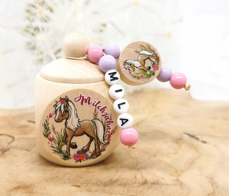 Milchzahndose Zahndose mit Name Mädchen Pferd - CreativMade 