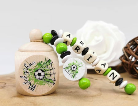 Milchzahndose Zahndose mit Namen Fußball Grün - CreativMade 