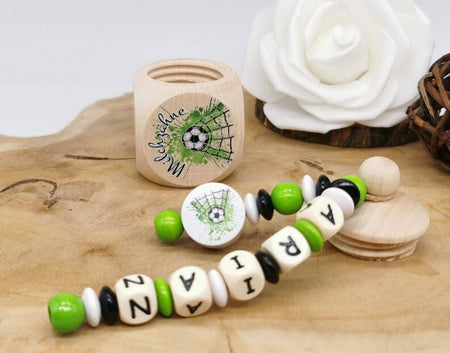 Milchzahndose Zahndose mit Namen Fußball Grün - CreativMade 