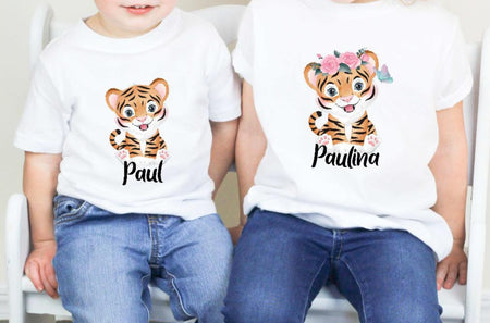 Kinder T-Shirt Tiger personalisiert mit Name - CreativMade 