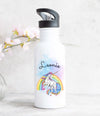 Personalisierte Trinkflasche Kinder mit Name Mädchen Regenbogen Pferd - CreativMade 