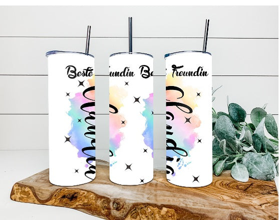 Trinkbecher mit Deckel & Strohhalm beste Freundin to go Becher– CreativMade
