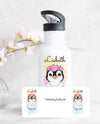 Personalisierte Trinkflasche Kinder mit Name Mädchen Pinguin - CreativMade 