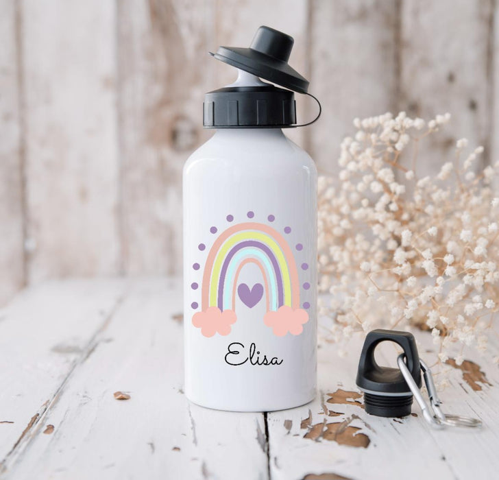 Personalisierte Kinder Trinkflasche mit Name Regenbogen Mädchen - CreativMade 