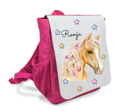 Kinder Rucksack mit Name Pferd Mädchen Kindergartentasche - CreativMade 