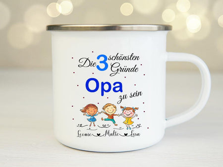 Personalisierte Tasse Opa mit Name Emaillie oder Keramik - CreativMade 