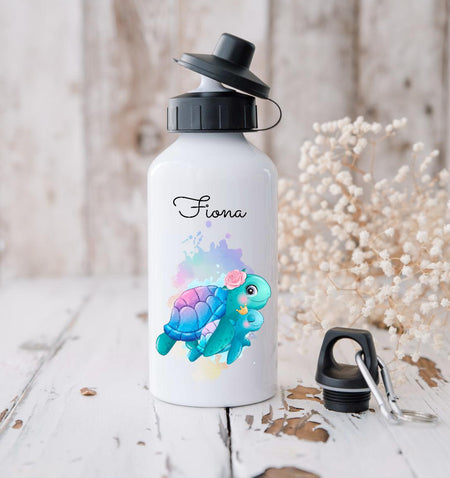Personalisierte Trinkflasche mit Name Schildkröte Mädchen - CreativMade 