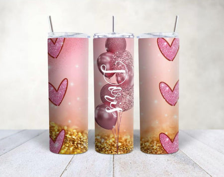 Personalisierter Trinkbecher mit Name & Strohhalm Herzen to go Becher - CreativMade 