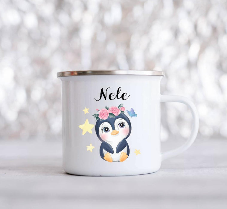 personalisierte Tasse mit Namen Pinguin - CreativMade 