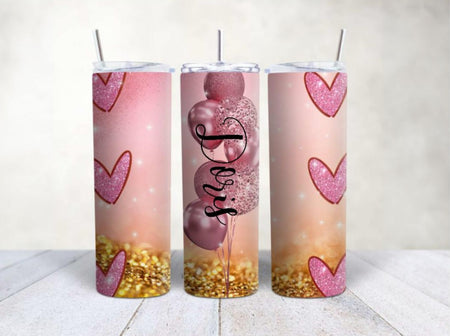 Personalisierter Trinkbecher mit Name & Strohhalm Herzen to go Becher - CreativMade 