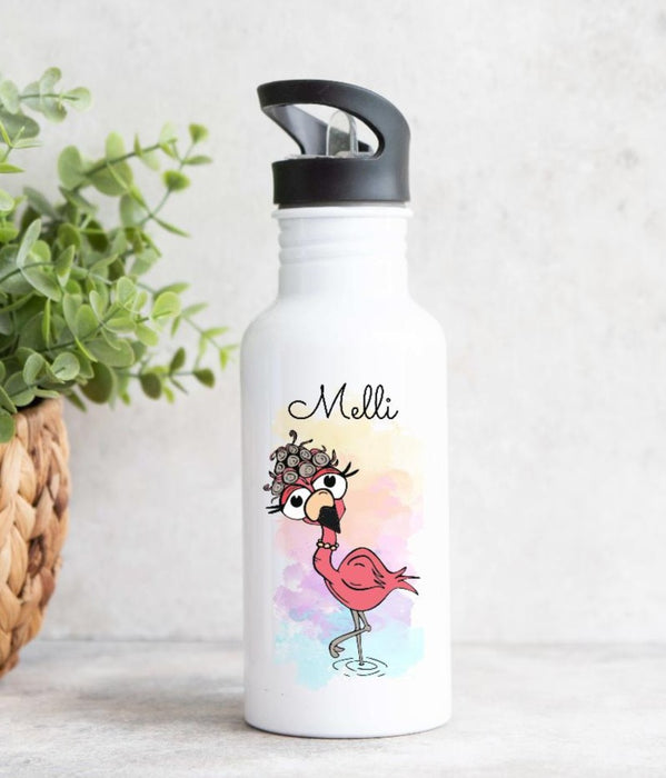 Kinder Trinkflasche mit Name Flamingo Mädchen - CreativMade 
