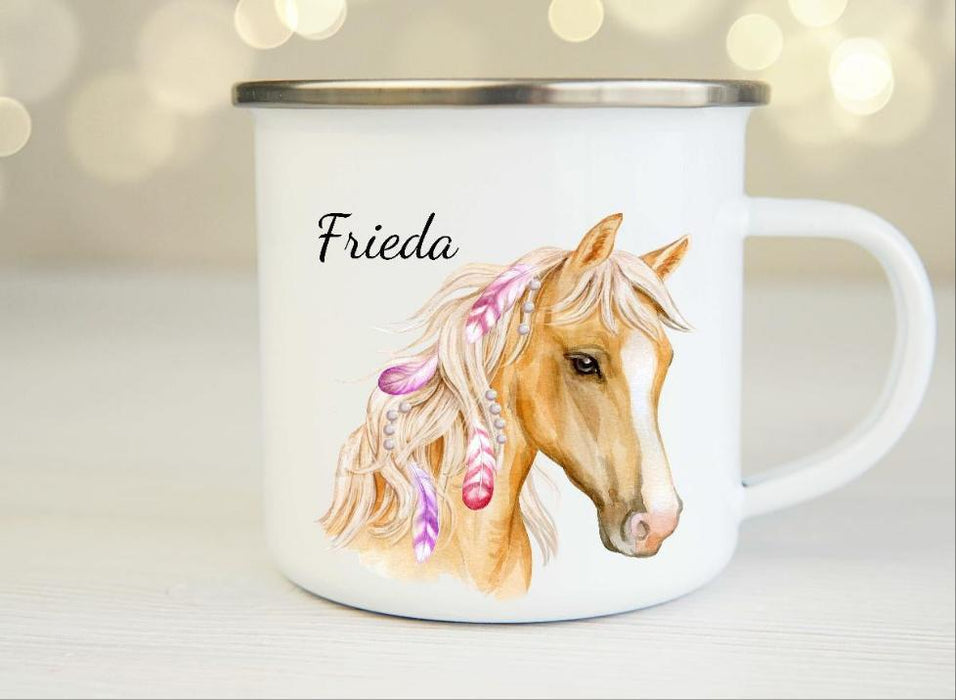 Tasse mit Name Pferd Emaillie oder Keramik - CreativMade 