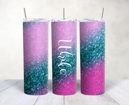 Personalisierter Trinkbecher mit Name & Strohhalm Türkis Pink to go Becher - CreativMade 