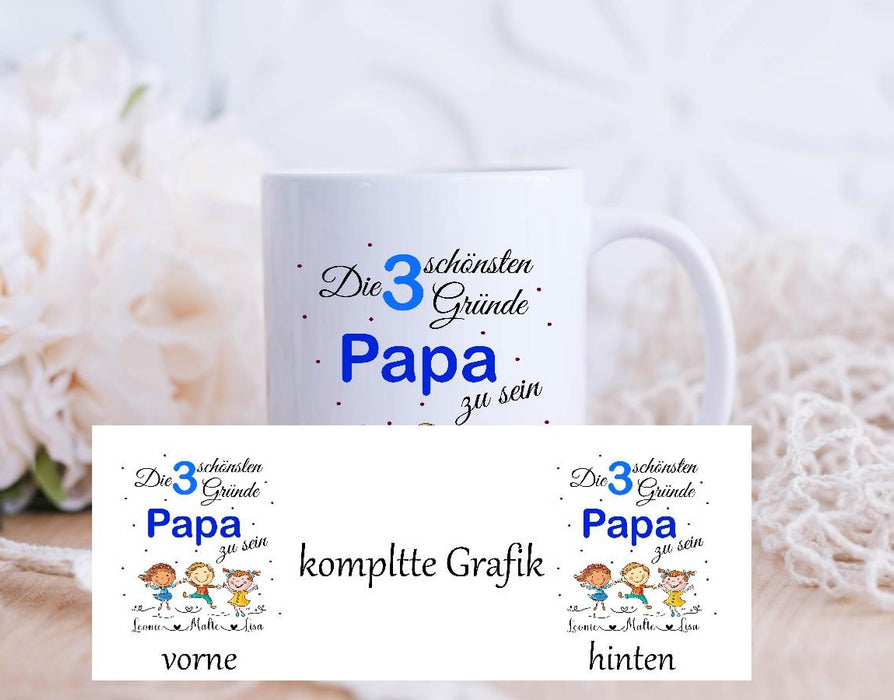 Personalisierte Tasse Papa mit Name Emaillie oder Keramik - CreativMade 