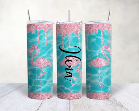 Personalisierter Trinkbecher mit Name & Strohhalm Flamingo to go Becher - CreativMade 