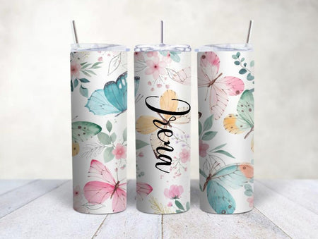 Personalisierter Trinkbecher mit Name & Strohhalm Blumen to go Becher - CreativMade 