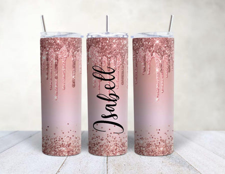 Personalisierter Trinkbecher mit Name & Strohhalm Glitzer to go Becher - CreativMade 
