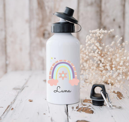 Personalisierte Kinder Trinkflasche mit Name Regenbogen Mädchen - CreativMade 
