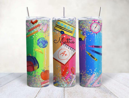 Personalisierter Trinkbecher mit Name & Strohhalm Schule Einschulung - CreativMade 