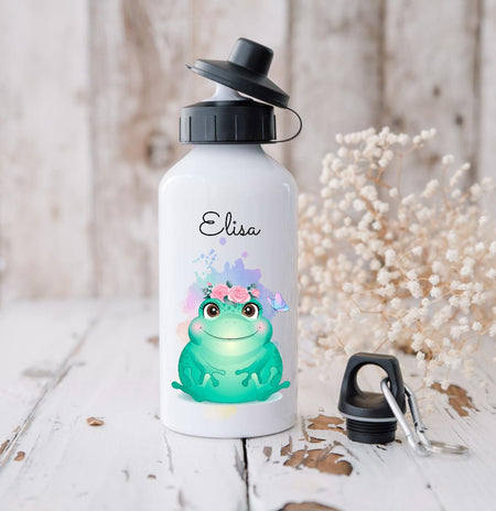 Personalisierte Trinkflasche mit Name Frosch Mädchen - CreativMade 
