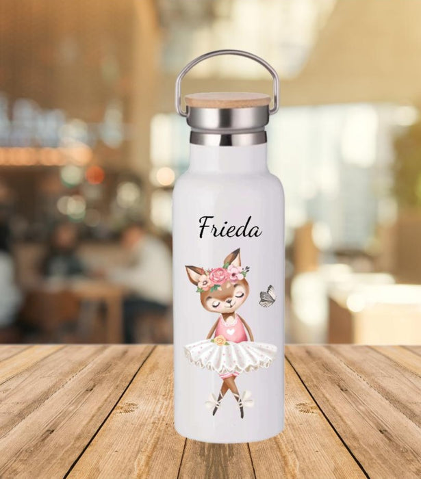 Personalisierte Thermosflasche mit Name Ballerina Trinkflasche Thermoskanne - CreativMade 