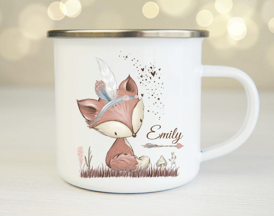 Tasse mit Fuchs Name Emaillie oder Keramik - CreativMade 