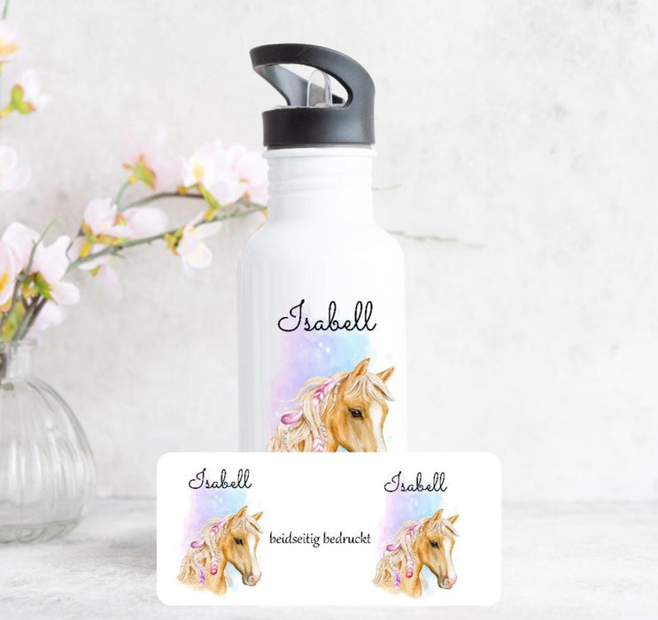 Personalisierte Trinkflasche Kinder mit Name Pferd Mädchen - CreativMade 