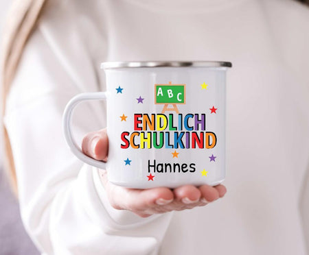 Endlich Schulkind Tasse mit Name Mädchen - CreativMade 