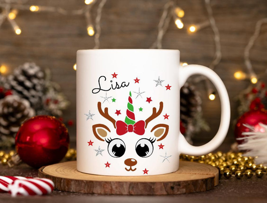 Tasse mit Name Rentier Einhorn Weihnachten - CreativMade 