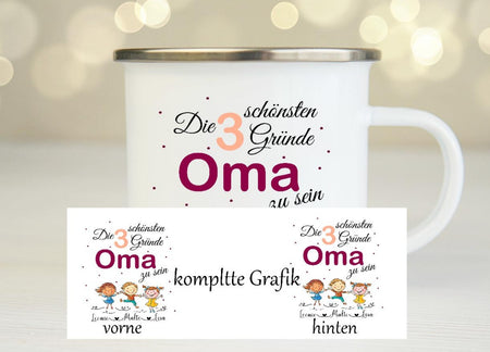 Personalisierte Tasse Oma mit Name Emaillie oder Keramik - CreativMade 
