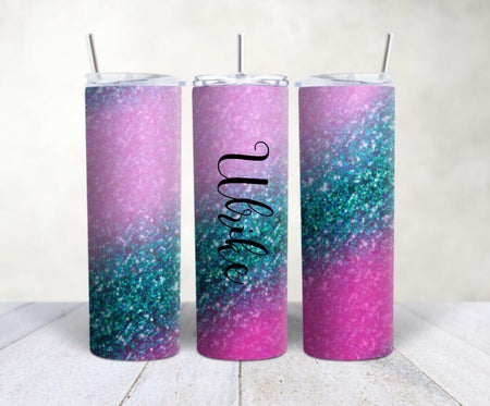 Personalisierter Trinkbecher mit Name & Strohhalm Türkis Pink to go Becher - CreativMade 