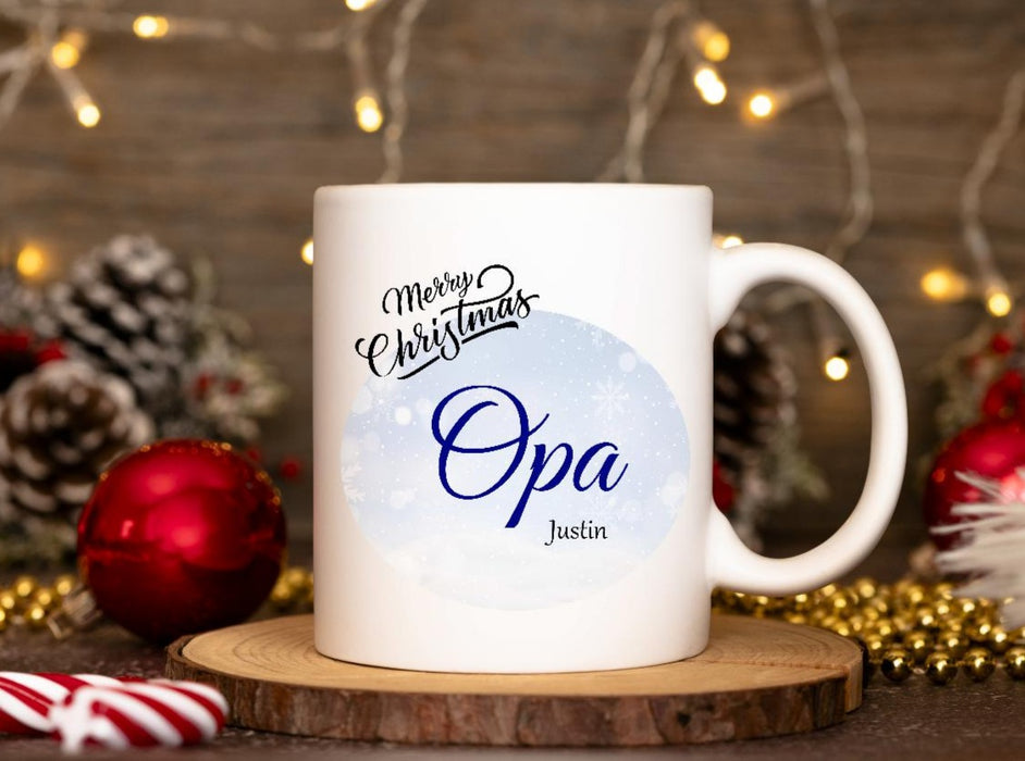 Tasse mit Name Opa Weihnachten Emaille oder Keramik - CreativMade 