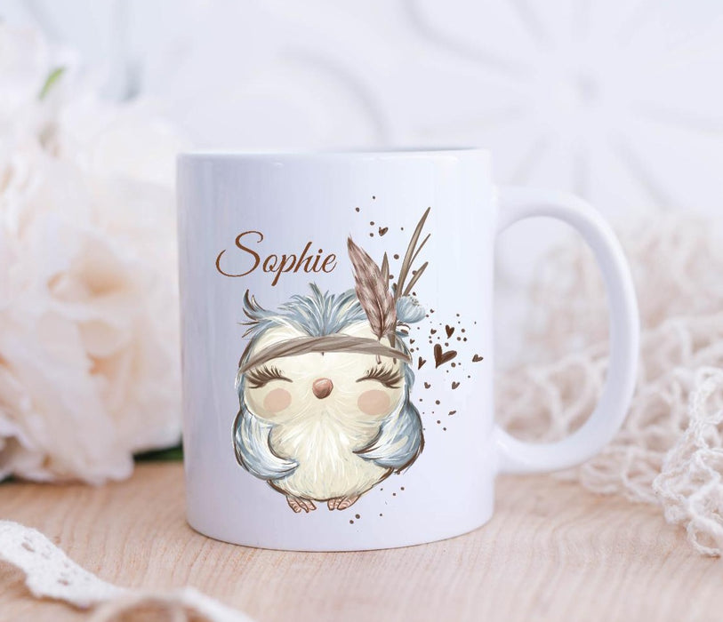 Tasse mit Name Eule Emaillie oder Keramik - CreativMade 