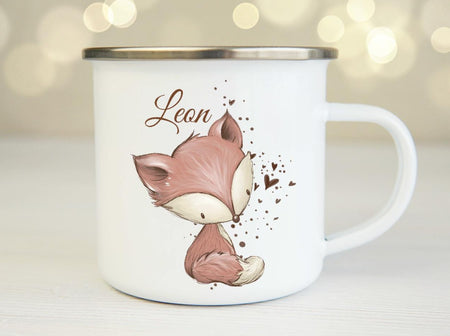 Tasse mit Fuchs Name Emaillie oder Keramik - CreativMade 