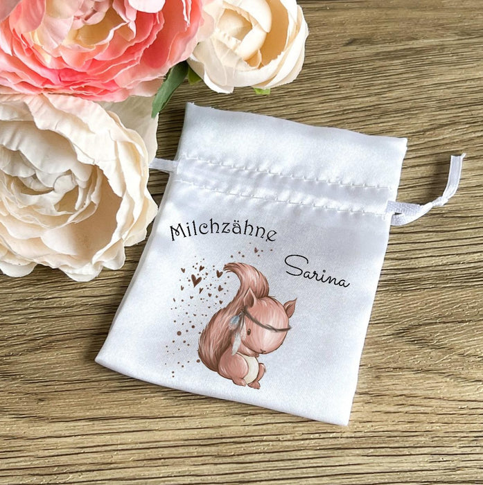 Milchzahnbeutel mit Name Fuchs Mädchen - CreativMade 