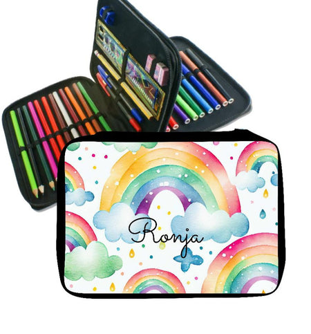 Federmäppchen mit Name Regenbogen Mädchen personalisiert - CreativMade 