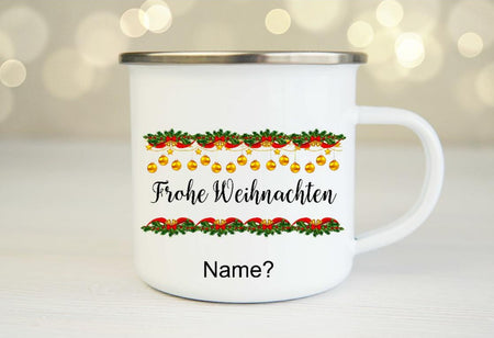 Tasse mit Name frohe Weihnachten Emaille oder Keramik - CreativMade 