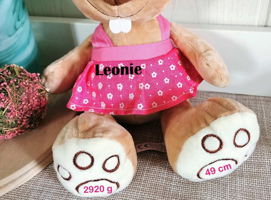 Personalisiertes Plüschtier Hase mit Name Geburtsdaten Junge Mädchen - CreativMade 